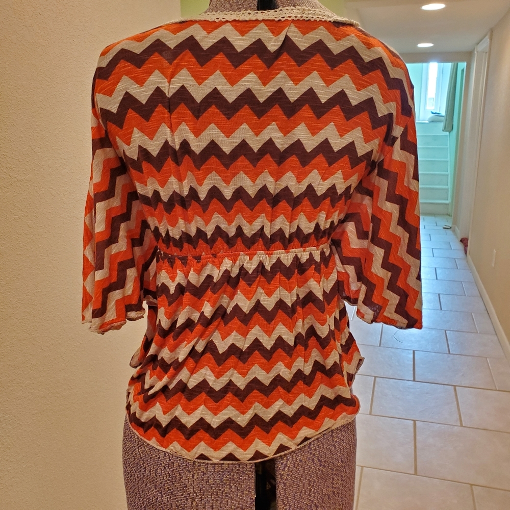 Striped V-Neck Blouse - Picture 2 of 3